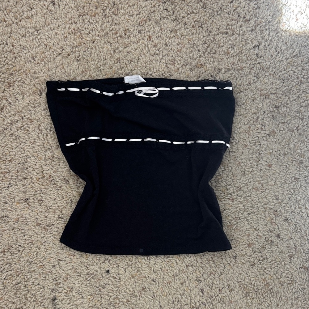 Cotton On Black Tube Top with White Detailing